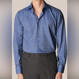 Eton Dark blue dots Button Down Shirt sz 40